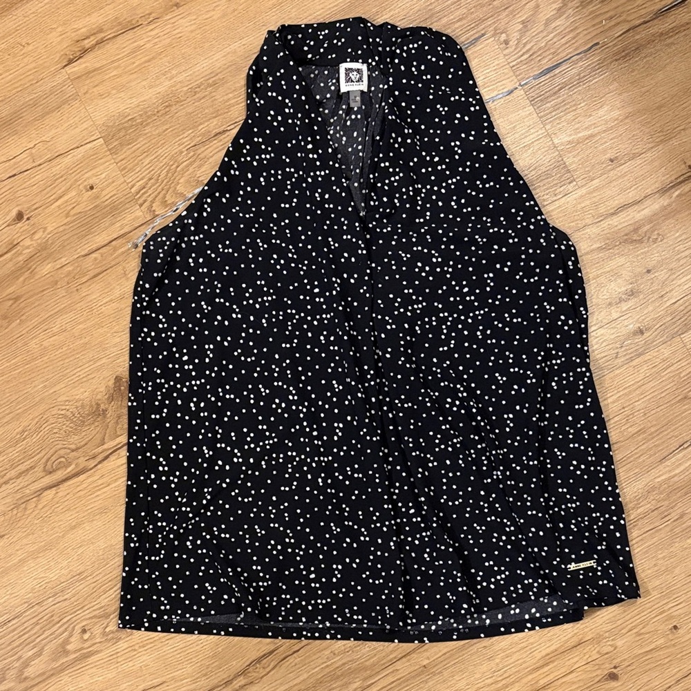 Anne Klein Black and White Polka Dot Blouse